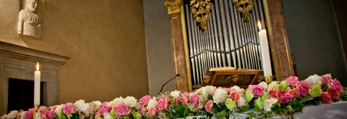 church flowers Tuscany Italy