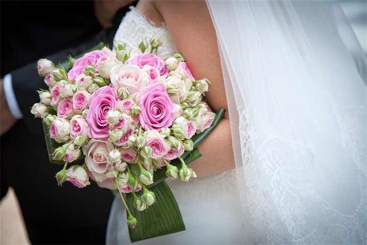 pink hand tied bouquet Florence Tuscany Italy