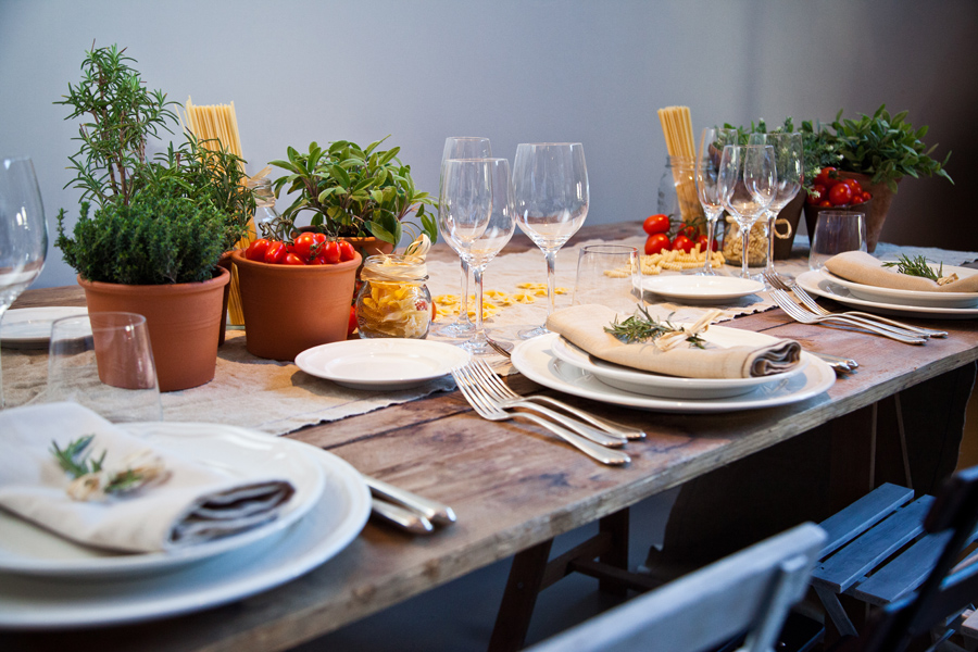 rustic centerpiece with herbs