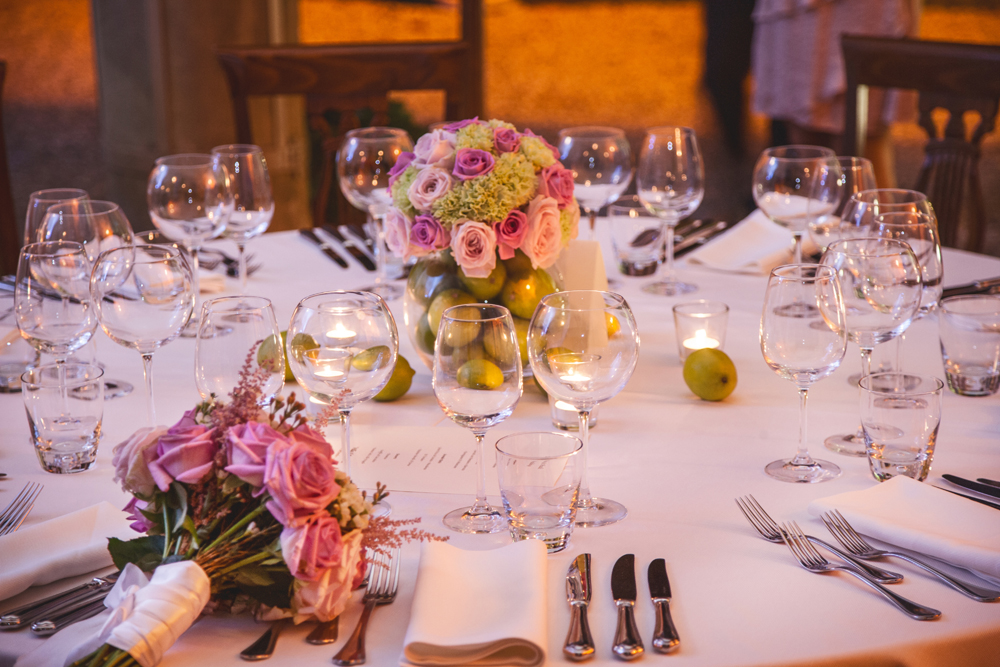 pink wedding flowers Tuscany