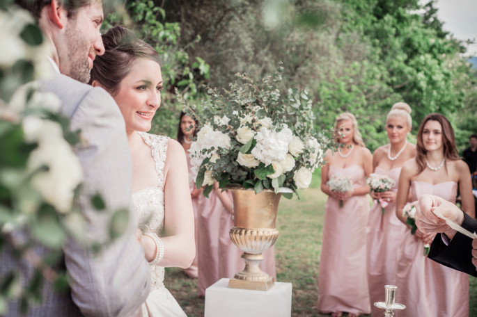 outdoor wedding ceremony Tuscan country side