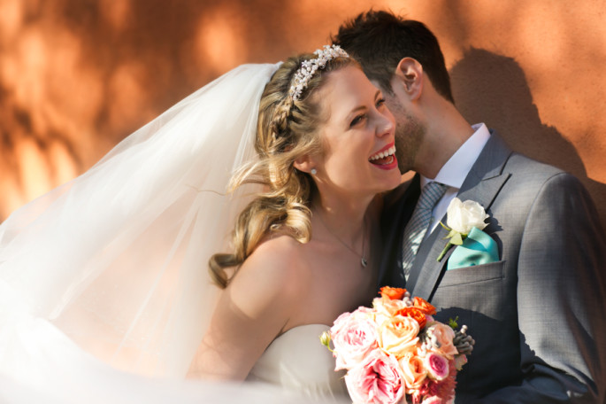 hand tied coral  bridal bouquet Florence Tuscany