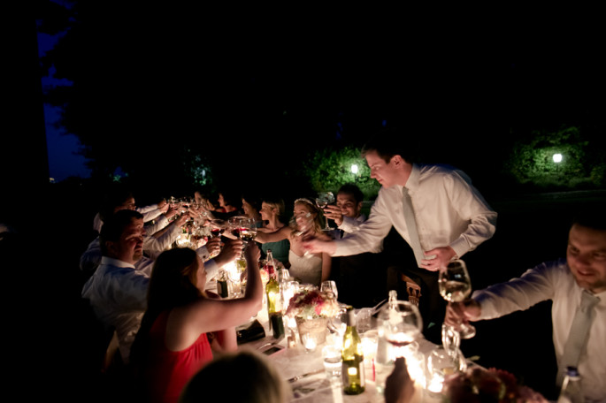 outdoor wedding reception in Tuscany