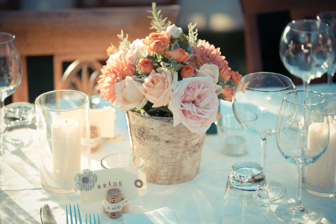 rustic coral centerpiece Tuscany