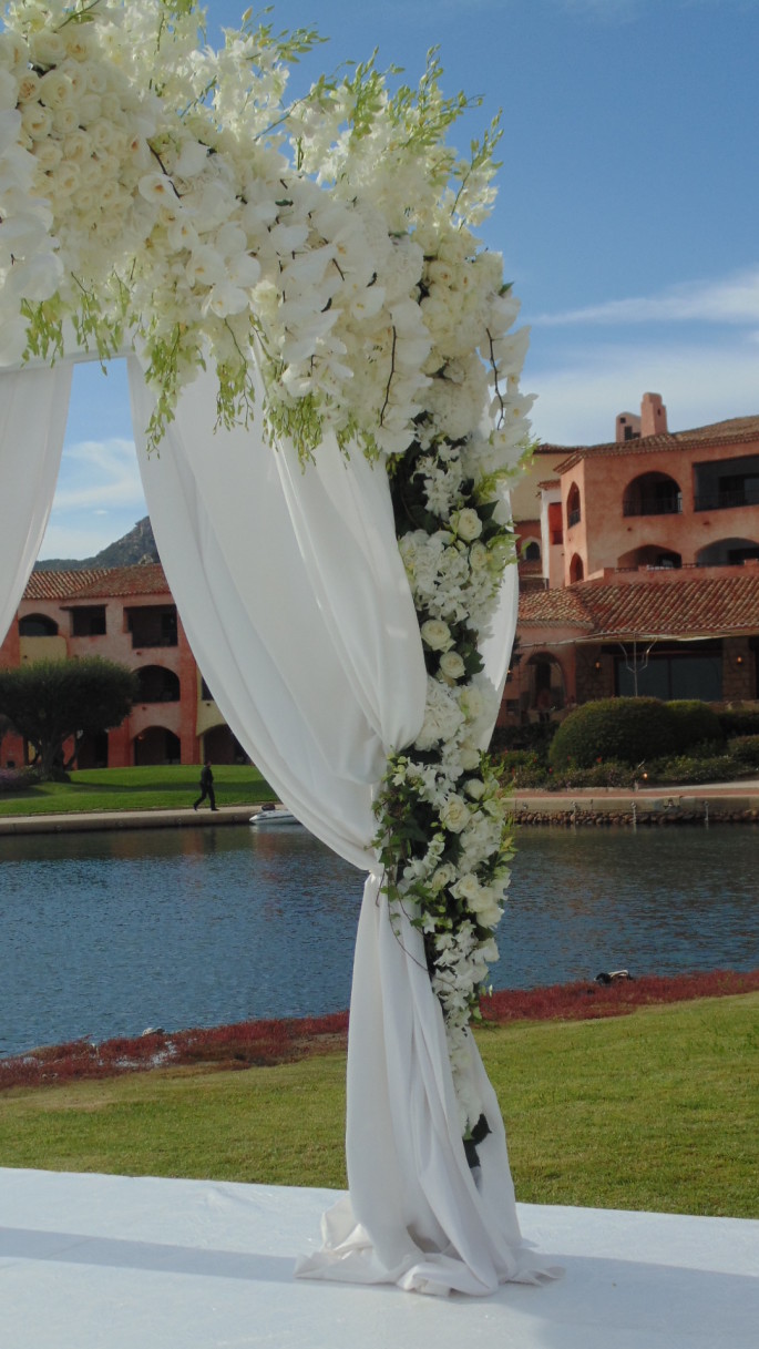 White Huppah flower decor