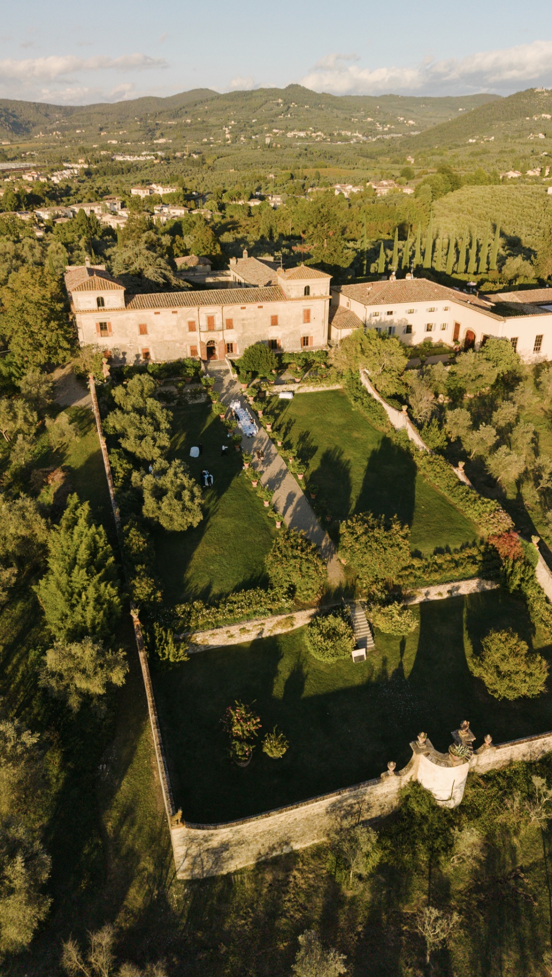 Aereai view from drone of Villa Medicea di Lilliano